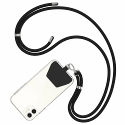 COCASES Handykette Universal zum Umhängen- Handyband aus Nylon kompatibel mit jeden Smartphones, Handy Kette Umhängenband mit Kordel-keine Handyhülle Dunkelschwarz