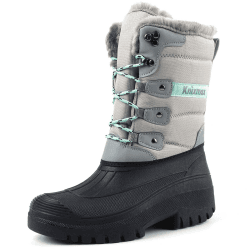 Knixmax Herren Damen Schneestiefel Winterstiefel Warme Gefüttert Winterschuhe rutschfest Wasserdicht Sohle Leichte Winter Stiefel Gr.37-46 37 EU Hellgrau