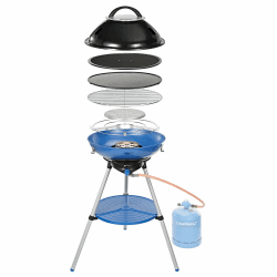 Campingaz 694002 Party Grill, Kleiner Grill für Camping, Festivals, Camping-Grill mit flexiblen Kochmöglichkeiten, Gaskocher mit Antihaftbeschichteter Grillplatte und Topfträger, 45 x 15 x 15 cm Party Grill 600 R Single