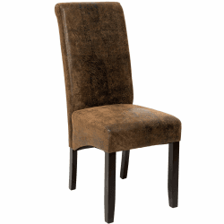 tectake® Esszimmerstuhl, Kunstleder Stuhl bequem mit hoher Rückenlehne, Küchenstuhl, Esszimmerstühle für Küchentisch, edle Dining Lounge, Wohnzimmer Essecke, Küchen Polsterstuhl - antikbraun 1 Stuhl Antikbraun