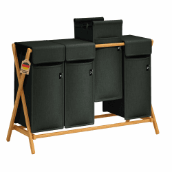 AdelDream Wäschekorb 4 Fächer 200 L Bambus Wäschesammler für Schmutzwäsche Wäschesortierer Holz Wäschebox laundry baskets Wäschesammler mit Deckel X-förmige Bambusregale (200l Grau)