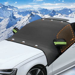 iZoeL Windschutzscheiben Auto Winter Frontscheibe mit Magnet Sonnenblende,große magnetische Auto Abdeckung Wasserdicht Scheibenabdeckung schützt vor Wind, Schnee, Staub, Frost, Sonne– 225 x 164 cm Schwarz 225 x 164 cm