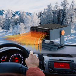 Auto Heizung, 12V 150W Auto Heizlüfter Tragbare und Ventilator 2 in 1, Windschutzscheiben Entfroster Demister Zusatzheizung, Stecker in Zigarettenanzünder Defroster 360° Drehbar Schnelleheizung Blau