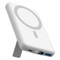 AOGUERBE Mag-Safe Powerbank 10000mah, Magnetische Externe Batterie, Wireless Power Bank 22.5W PD Schnelles Laden mit LED-Display, Faltbarer Akkupack für iPhone 16/15/14/13/12/Mini/Pro/Pro Max Weiß