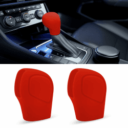deemars 2PCS Auto-Schaltknauf-Abdeckung, Elastische Silikon Auto Automatik-Schaltknauf Schutzhülle, Auto Schaltknauf-Schutz, Universal Auto Interieur Zubehör für die meisten Automodelle (K1-Rot)