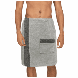 JEMIDI Sauna Frottee Kilt Sarong - M-XXL Herren Männer - Anthrazit Grau - 100% Baumwolle - Saunakilt Saunasarong Saunatuch - Saunahandtuch waschbar bei 40°C Hellgrau / Dunkelgrau