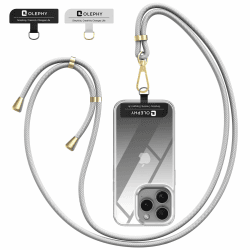 OLEPHY Handykette Universal zum umhängen für alle Smartphones, Handyband mit jeder Hülle kombinierbar, Schlüsselband Kette zum Umhängen mit 2 Stück Universelles Pad, Silber