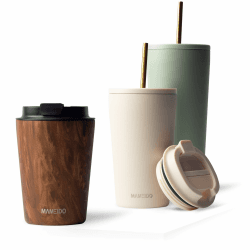 MAMEIDO Thermobecher 350ml, 470ml & 700ml - dichter Kaffeebecher to go aus Edelstahl doppelwandig isoliert, auslaufsicher - Coffee to go Becher warmhaltend (Oak Wood, 0,35l) 350 ml Oak Wood