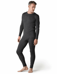 LAPASA Herren 100% Merinowolle Thermounterwäsche Set, Premium Merino Wolle Unterhemd & Unterhosen, Thermo Funktionsunterwäsche (M31 Warm/M126 Extra warm) M M31 Warm Merinowolle Set Dunkelgrau (Warm M31)
