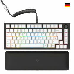 GLORIOUS Gaming GMMK PRO 75% – Modulares mechanisches Gaming-Keyboard, TKL, Grundgerüst 1,5 kg, voll anpassbar, Spiralkabel, Handgelenkablage, PBT-Tastenkappen, Deutsch QWERTZ Layout - Schwarz Prebuilt Deutsch QWERTZ Schwarz