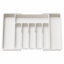 Lifewit Groß Besteckeinsatz für Schubladen,erweiterbarer Besteckhalter Utensilienhalter für Küchenschubladen, Verstellbarer Schubladeneinsatz für Küche Organizer für Löffel,Gabeln,Messer, Weiß Weiß 1