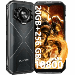 DOOGEE S cyber Outdoor Handy(2024), 20GB RAM+256GB ROM, 10800mAh Outdoor Handy Ohne Vertrag Android 14, 6.58”FHD Outdoor Smartphone,50MP+16MP Octa-Core Rugged Smartphone, NFC/Face ID/Fingerabdruck/GPS blacksilver