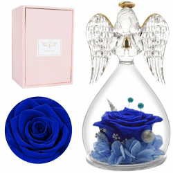 Ewige Rose im Engel Figur Geschenke für Mama, Handgefertigte Forever Rose Engel, Geburtstag Valentinstag Mama Oma Freundin Engel Geschenke für Frauen Blau