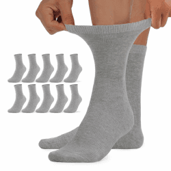 TUUHAW 4/10 Paar Diabetikersocken Herren und Damen ohne Gummibund Diabetiker Socken mit Komfortbund aus Baumwolle Grau*10 43-46