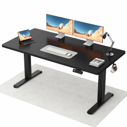 Flamaker Höhenverstellbarer Schreibtisch Ganze Tischplatte 140 x 60 cm Elektrischer Schreibtisch Höhenverstellbar für Steh-Sitz, Computertisch mit Memory-Funktion,Standing Desk,Schwarz Schwarz 140 x 60 cm