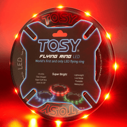 TOSY Fliegender Ring – 12 LEDs, hell, automatisches Aufleuchten, sicher, wasserdicht, leichtes Frisbee, Geschenk zum Geburtstag, Ostern, Weihnachten für Jungen/Mädchen/Kinder Red