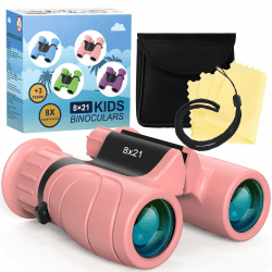 Fernglas für Kinder, 8x21 Ferngläser Klein Fernglas Klein für Erwachsene und Kinder, HD Feldstecher Inklusive Tasche, Vogelbeobachtung, Wandern, Sightseeing, Tierwelt und Sport Rosa