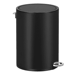 SONGMICS Kosmetikeimer 3 Liter, Bad Mülleimer, kleiner Mülleimer mit Deckel, Softclose, herausnehmbarer Inneneimer aus Kunststoff, für Badezimmer, Büro, Stahl, tintenschwarz LTB011B01