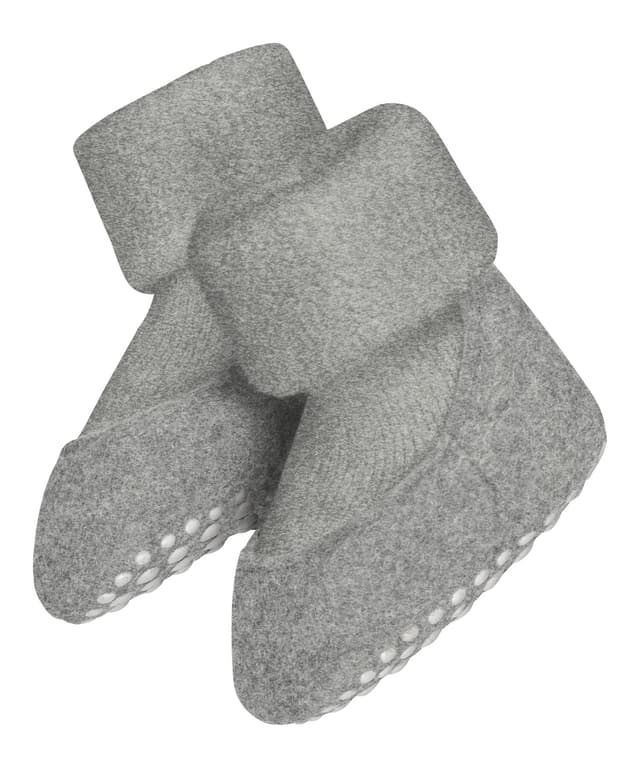 FALKE Unisex Baby Baby Cosyshoe Stoppersocken rutschhemmende Noppen auf der Filzsohle komfortabel warm mit Plüsch hautfreundlich atmungsaktive klimaregulierende geruchshemmende Wolle 1 Paar 17-18 Grau (Light Grey 3400)
