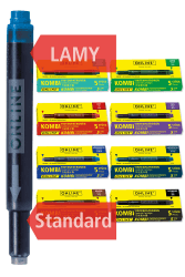 ONLINE 40x kompatible LAMY Patronen bunt, auch für Pelikan, Stabilo etc., Universal Tintenpatronen, Füller Patronen, Vorteilspack Kombi Patrone, mehrfarbige Ersatz-Patronen Füllhalter Bunt 40 Tintenpatronen