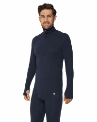 DANISH ENDURANCE Merino Langarmshirt Herren, Premium Thermounterwäsche Herren, Skiunterwäsche, Temperaturregulierendes Funktionsshirt, Merino Shirt Herren, Mit oder ohne Reißverschluss XL Dunkel Marineblau Half Zip