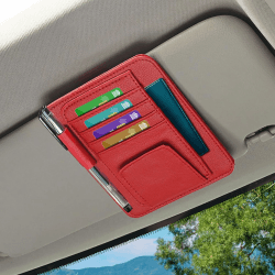 deemars Auto Sonnenblende Organizer, Auto-Hülle Tasche Organizer, Auto Interieur Zubehör Sonnenblende Organizer Universal für Kartenhalter Sonnenbrillenhalter Bargeld Halter Pocket Organizer (Rot)