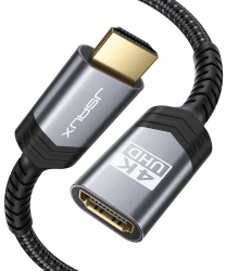 JSAUX HDMI Verlängerung Kabel, HDMI Stecker auf Buchse Verlängerung Kabel HDMI Verlängerungskabel 18Gbps Kompatibel mit TV-Stick, PS4, PS3, Xbox, 4K UHD, Full HD, 3D, ARC, Ethernet, 1M Grau