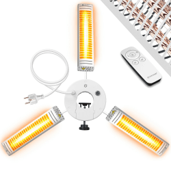 KESSER® Heizstrahler Infrarot 3000W für Terrasse Gastro- & Sonnenschirm Quarzstrahler Outdoor Infrarotstrahler Terrassenstrahler mit Fernbedienung | höhenverstellbar Garten & Außenbereich Silber