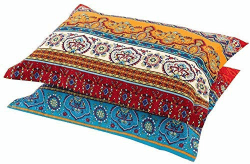Lanqinglv 2 Set Bohemian Indisch Kissenbezug 40x80 cm-120g Mikrofaser Hochwertiges Kopfkissen Vintage Boho Kissenbezüge Wcf 40x80cm*2