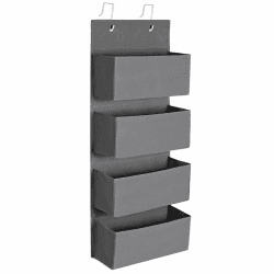 SONGMICS Hängeorganizer mit 4 Taschen, Hängeregal, Kleiderschrank-Organizer, Hängeaufbewahrung, Tür-Organizer, Schlafzimmer Wohnzimmer, 12 x 33,5 x 100 cm, schiefergrau RDH04G 1 Schiefergrau
