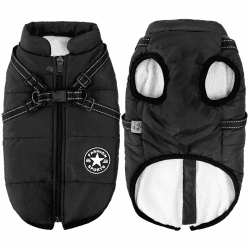 Aiboria Hundemantel für den Hundejacken Winddicht Fleece Wintermantel Kleine Hundeweste Winter Warme Hunde Jacke Gepolsterte Haustier Schwarz XL
