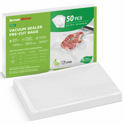 Bonsenkitchen Vakuumierbeutel 15x23cm, 50 Beutel Profi-Folienbeutel für alle Vakuumiergerät, Vakuumbeutel für lebensmittel, Sous Vide Gefrierbeutel, Einschweissbeutel, BPA-frei, VB30 50 Beutel 15x23cm