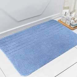 Bazasa Blau Badezimmerteppich Badmatte maschinenwaschbare rutschfeste Badteppich Weiche Mikrofaser Wasserabsorbierend Badvorleger Teppich für Badzimmmer Dusche Badewanne und Toilette 50×80cm