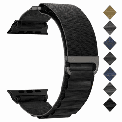 ORRLBB Alpine Loop Kompatibel mit Apple Watch Armband Ultra 2 Ultra 49mm 46mm 45mm 44mm Damen Herren, Verstellbares Nylon Armbänder für iWatch Serie SE 2 SE 10 9 8 7 6 5 4 Schwarz 49mm(Ultra2 Ultra)/46mm/45mm/44mm