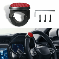 deemars Lenkradknopf Spinner, Car Power Handle Lenkrad Spinner, 360-Grad drehbarer Lenkradknopf Ball, Universal Auto Fahrhilfe Zubehör für Autos, Lastwagen, Boote (Rot)