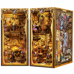 CUTEBEE Book Nook DIY Kit – DIY Puppenhäuser Miniatur Haus Kit mit Möbeln und LED-Licht, 3D Puzzle Buchstützen aus Holz, Modellbausätze für Erwachsene zum Bauen (Fantastic Aimal Common Room) H Antastic Aimal Common Room