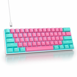 SOLIDEE mechanische Gaming Tastatur 60 Prozent,61 Tasten mit Lineare rote Schalter,Eisblaues Licht,kabelgebundene mechanische Tastatur mit LED-Hintergrundbeleuchtung,für PS5/PS4/Xbox(61 Miami) 61 Miami/Red Switch