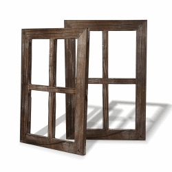 BESTOOL Wand Vintage Holzfensterrahmen Punk Antique Home Dekoration Deko für Zuhause oder im Freien, Nicht für Bilder, 2 Stück (40 X 28 cm) (Brau)