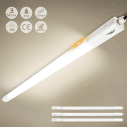 TONFFI 3 Stück Feuchtraumleuchte LED 150CM, 60W 7000LM LED Röhre, Reihenschaltung, Neutralweiß, IP65 Wasserfest Feuchtraumlampe Wannenleuchte Deckenleuchte für Keller Werkstatt Garage Warenhaus Bad 150cm 60W 7000lm 3 Stück