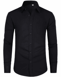 J.VER Hemd Herren Langarm Businesshemden Knitterfreies Stretchhemd Regular Fit Freizeithemden Bügelleichtes Unifarben Anzughemd XXL All Schwarz