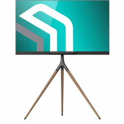 ONKRON TV Staffelei für 32-65 Zoll TV bis zu 35 kg, TV Bodenständer höhenverstellbar & schwenkbar 100x100-400x400 VESA Standfuß Fernseher Stativ/TV Ständer Staffelei Holz Schwarz TS1220-B