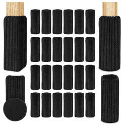 OSDUE 24 Stück Stuhlsocken, Elastisch Möbelsocken Gestrickte, Filz Stuhlbeinkappen, Dicke Unterseite, Antirutsch Pads für Möbel, Tisch, Bodenschutz, Vermeiden Sie Kratzer &Geräusche(Schwarz) 24 Stücke Gestrickte Schwarz