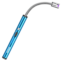 VEHHE Feuerzeug, USB Elektro LED-Display Elektrisches Lichtbogen Feuerzeug Langer Flexibler Hals Geeignet für Küche,Kerzen,Gasherde,Grill Blau