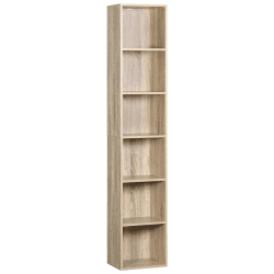 WOLTU Bücherregal Bücherschrank Standregal Aufbewahrungregal Raumteiler Büroregal Aktenschrank 6 Fächer, Holzwerkstoff, 30x158,5x24 cm(BxHxT), Helle Eiche SK003hei6 6 Fächern ( 30 x 158,5 x 24 cm ) Helle Eiche
