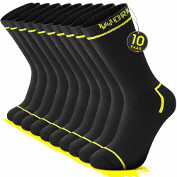 FALARY 10 Paar Arbeitssocken Herren Socken Baumwolle Funktionssocken Innenfrottee Work Socks Wandersocken 43-46 1-Schwarz*10P
