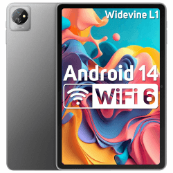 Blackview Android 14 Tablet 10 Zoll, 8 GB RAM 64GB Speicher 1TB TF WiFi 6 PC Tablet HD+ Display, Quad-Core, 6580mAh Akku,Dual Kamera, 3.5mm Klinke/GMS/Widevine L1 Large Gray