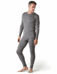 LAPASA Herren 100% Merinowolle Thermounterwäsche Set, Premium Merino Wolle Unterhemd & Unterhosen, Thermo Funktionsunterwäsche (M31 Warm/M126 Extra warm) XL M31 Warm Merinowolle Set Hellgrau (Warm M31)