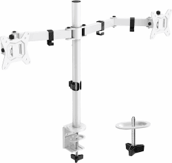 ErGear Monitor Halterung 2 Monitore für 13-32 Zoll Bildschirm, Verstellbarer Bildschirmhalterung 2 Monitore Neigbar Schwenkbar Drehungbar, Monitorhalterung 2 Monitore, VESA 75/100, 8 kg pro Arm, Weiß