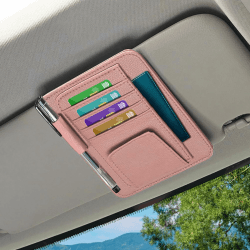 deemars Auto Sonnenblende Organizer, Auto-Hülle Tasche Organizer, Auto Interieur Zubehör Sonnenblende Organizer Universal für Kartenhalter Sonnenbrillenhalter Bargeld Halter Pocket Organizer (Rosa)