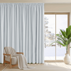 PONY DANCE Wohnzimmer Gardinen mit Kräuselband Weiß 1 Stück Thermo Gardine für Große Fenster Raumteiler Vorhang Weiß Blickdicht Verdunklungsvorhänge für Schienen, Grau-weiß, H 245 x B 300 cm H245 x B300 cm (1er Pack) Grau-weiß